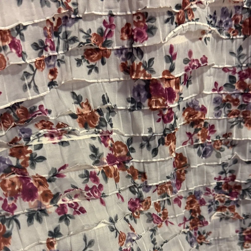 EUC Free People Floral Ruffle Mini Dress Size Large